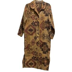 Vintage Roughrider By Circle T Women’s Duster Aztec Design Multicolor Button